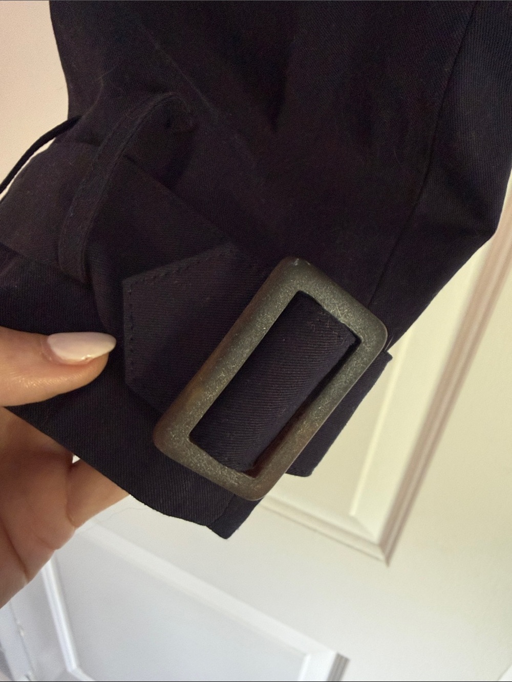😍 Viral Trench! ! Vici Cropped Double-Breasted Navy Trench Coat - Picture 4 of 5